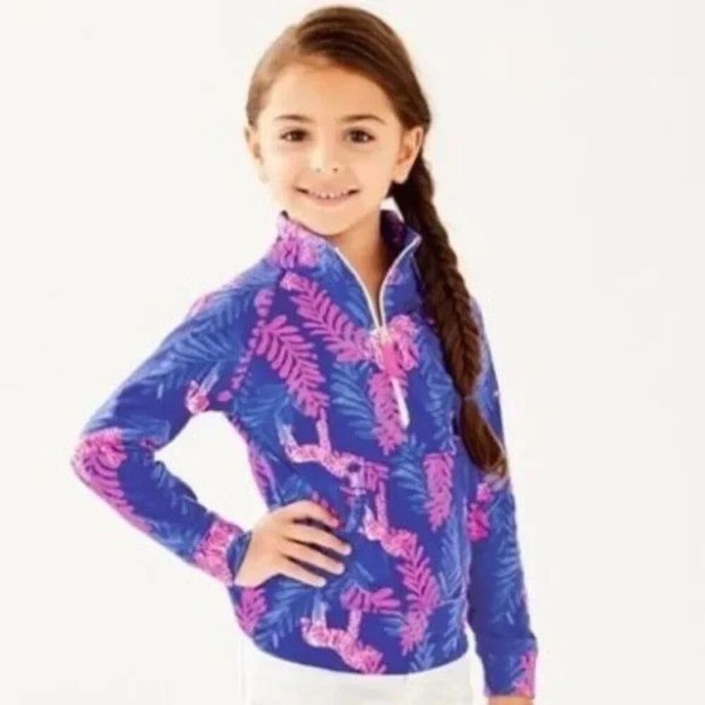 Lilly Pulitzer UPF 50+ Skipper Popover Royal Purple Dazzle Size XL Girls